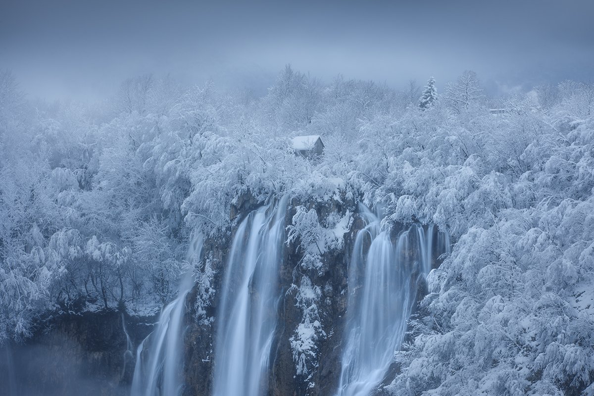 plitvice,lakes,croatia,snow,winter,waterfall,landscape,, Roberto Pavic
