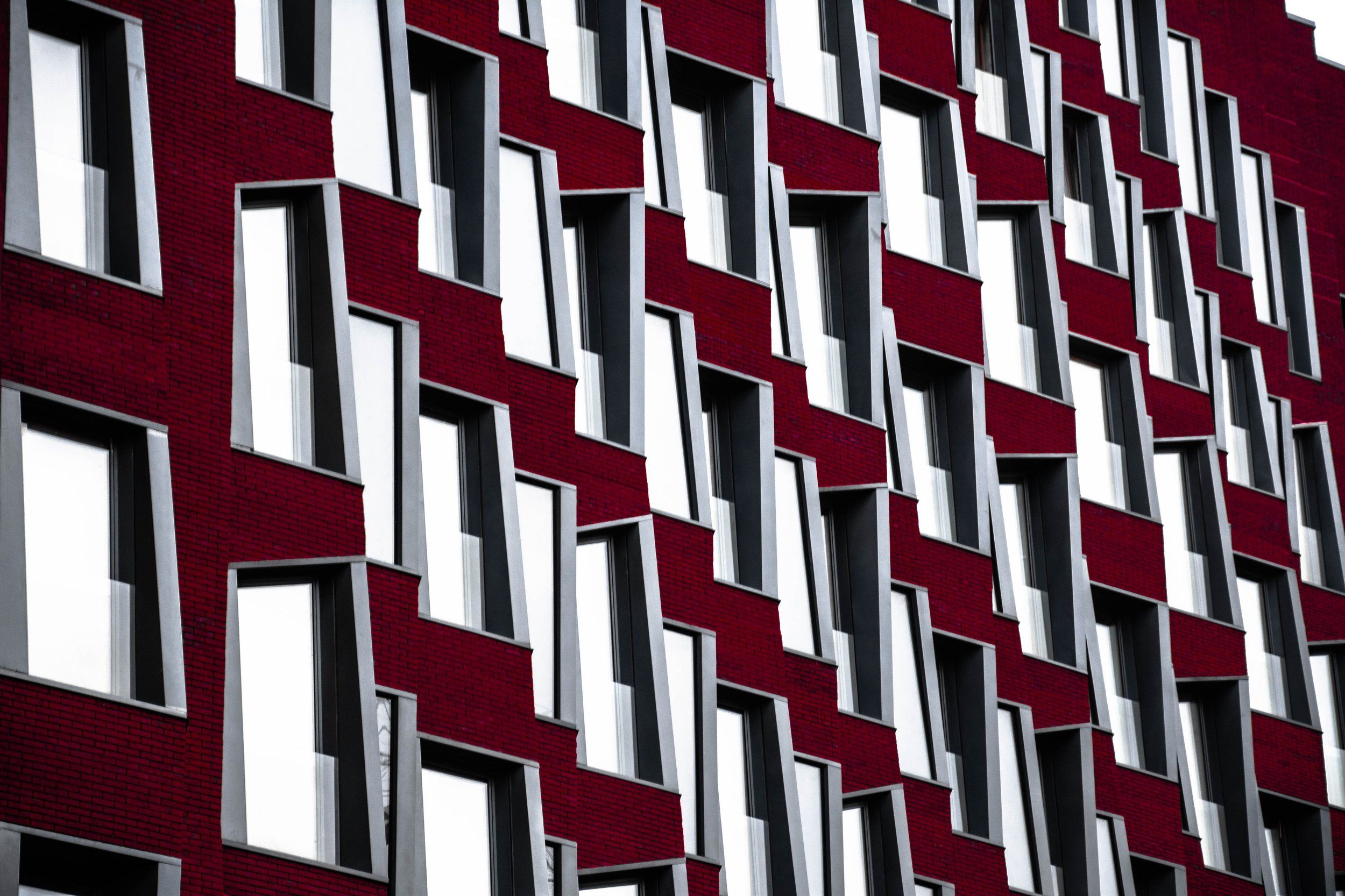 architecture, modern, urban, red, facade, pattern, abstarct, day, windows, Moscow, Russia, Сергей Гладков