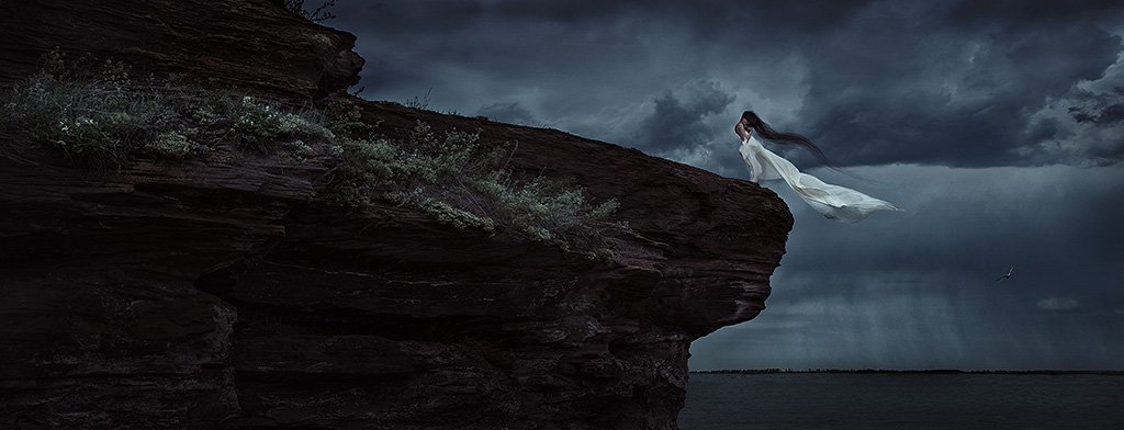 Aslikul, Breack, Clouds, Girl, Hair, Lake, Rain, Rock, Wind, Роман Филиппов