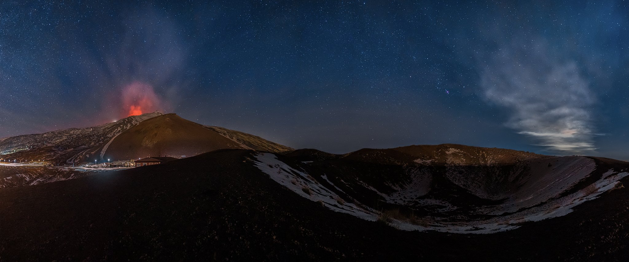 etna,volcano,stars,orion,costellation,eruption,sicily,italy,crater, Massimo Tamajo