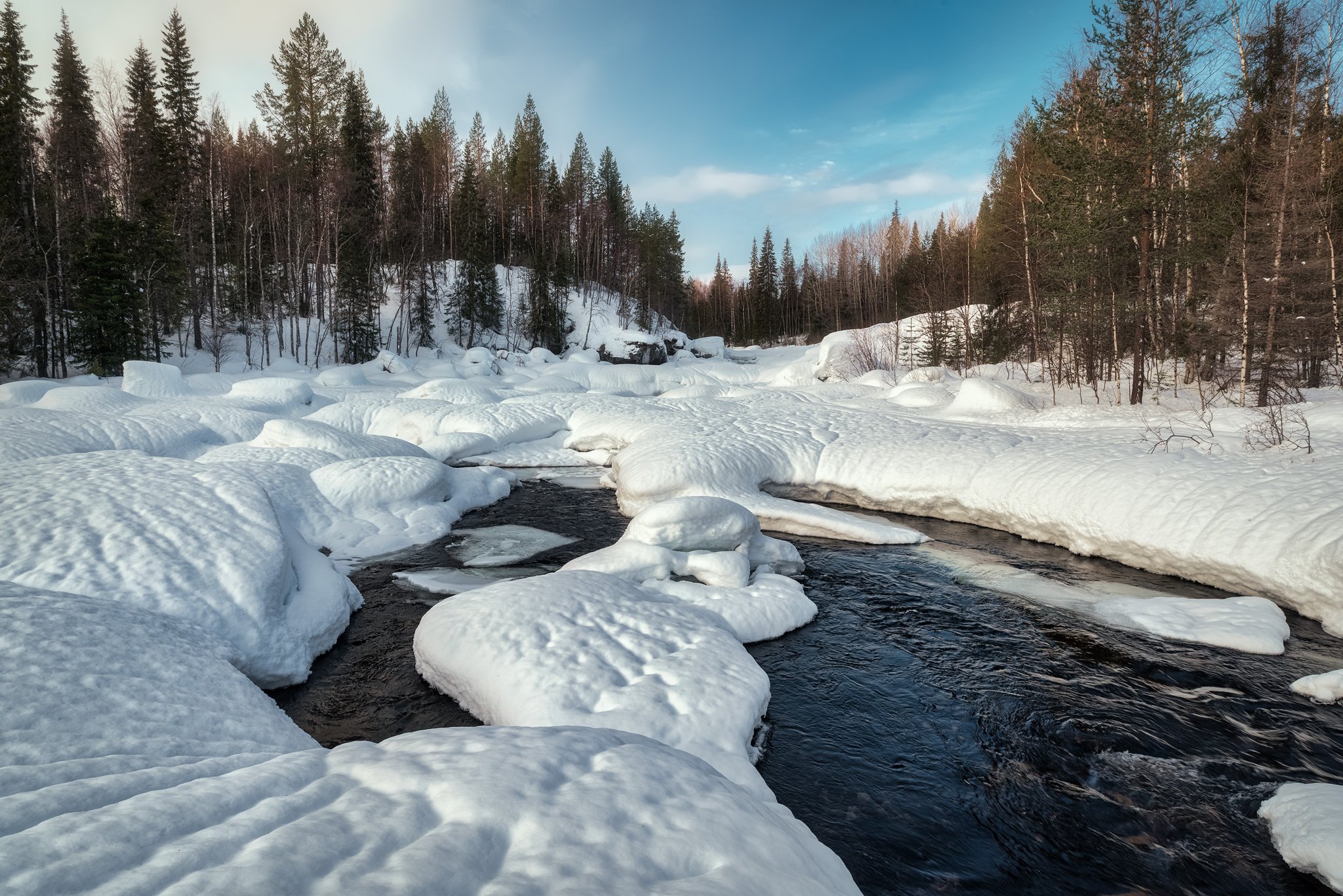 река, снег, заполярье, канда, Андрей Баскевич
