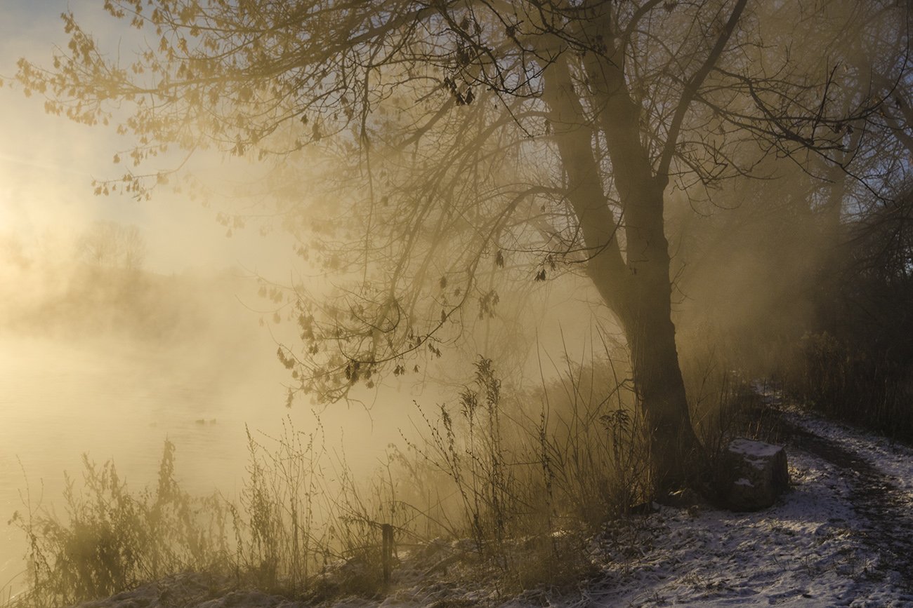 утро, рассвет, зима, озеро горячка, косая гора, Михаил Агеев