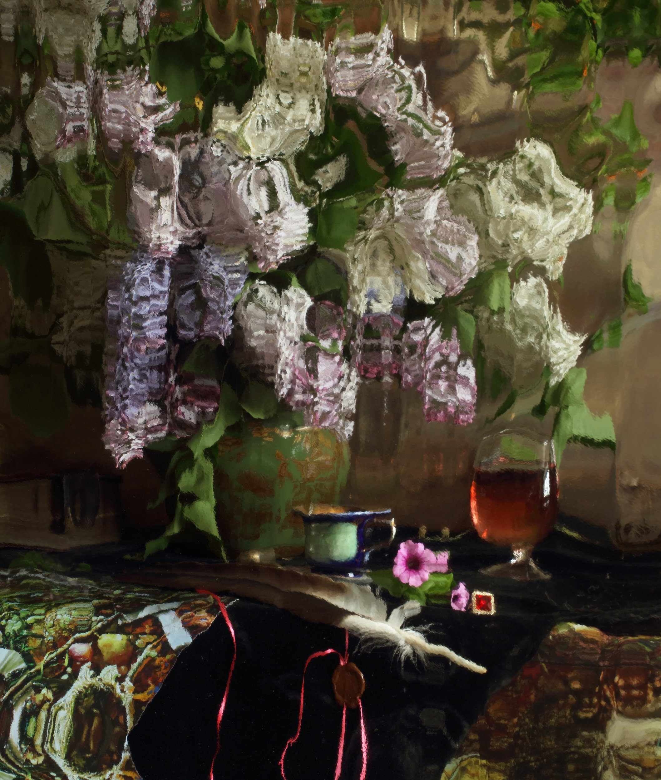 сирень, цветы, отражение, букет, натюрморт, Андрей Морозов