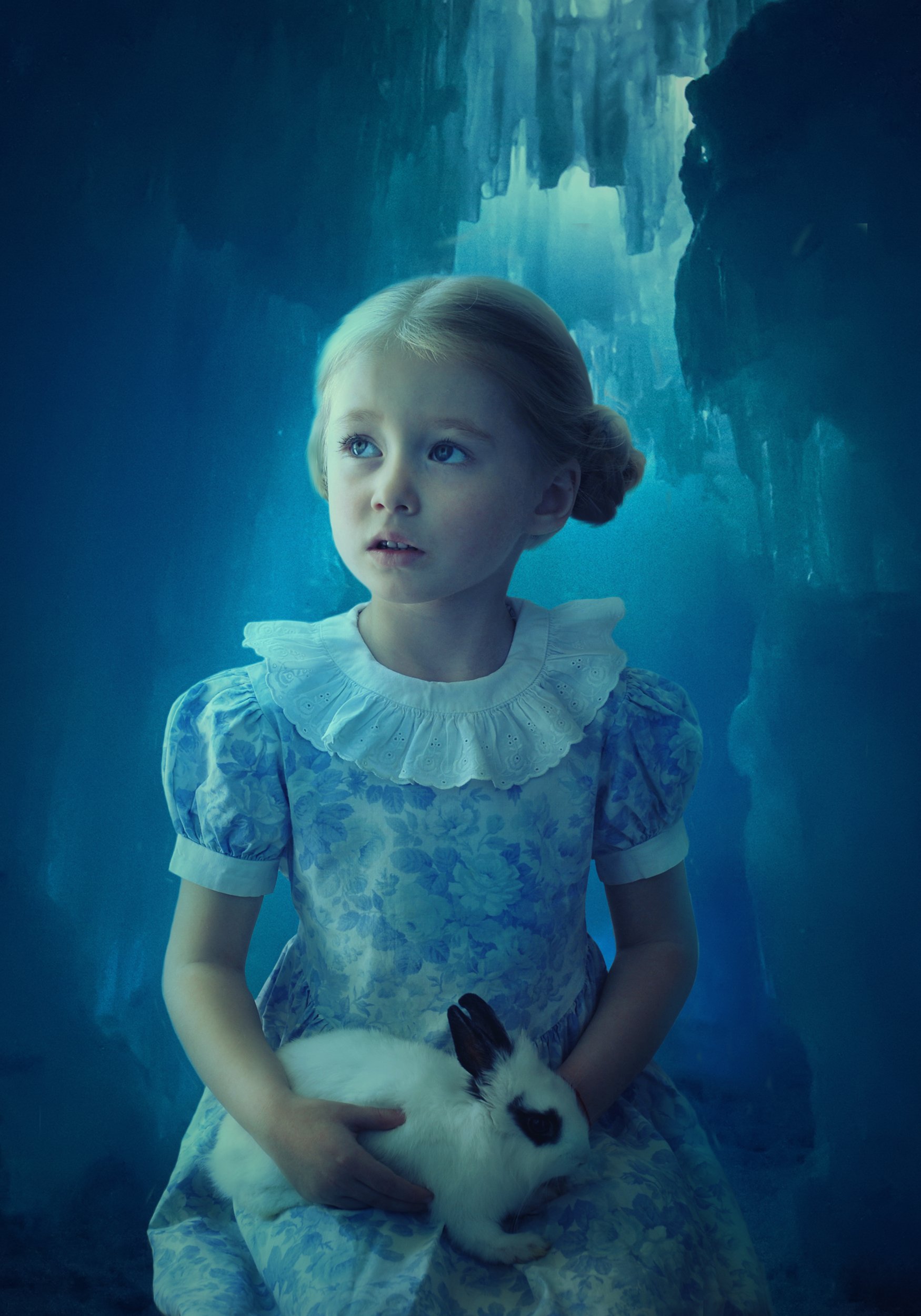 девочка, кролик, пещера, лёд, Sergii Vidov