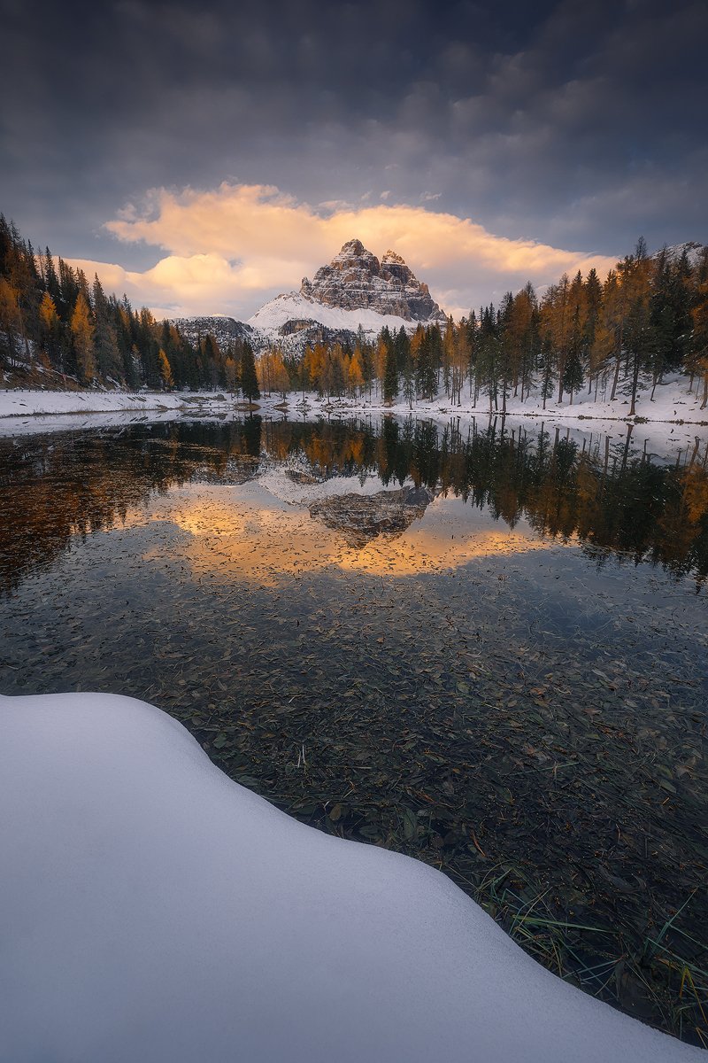 lago, antorno, dolomiti, italy, mountain, cloud, reflection, lake, winter, tree, , Roberto Pavic
