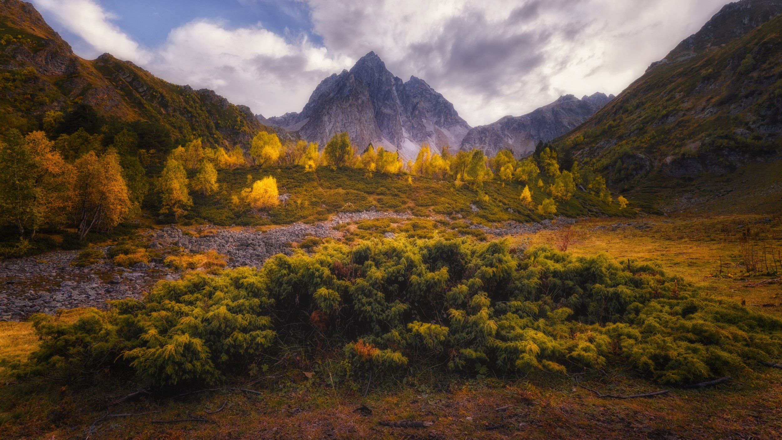 осень в горах, горы, пейзаж, осень, природа россии, кавказские горы, карачаево-черкесия, ОЛЬГА КОВАЛЁВА