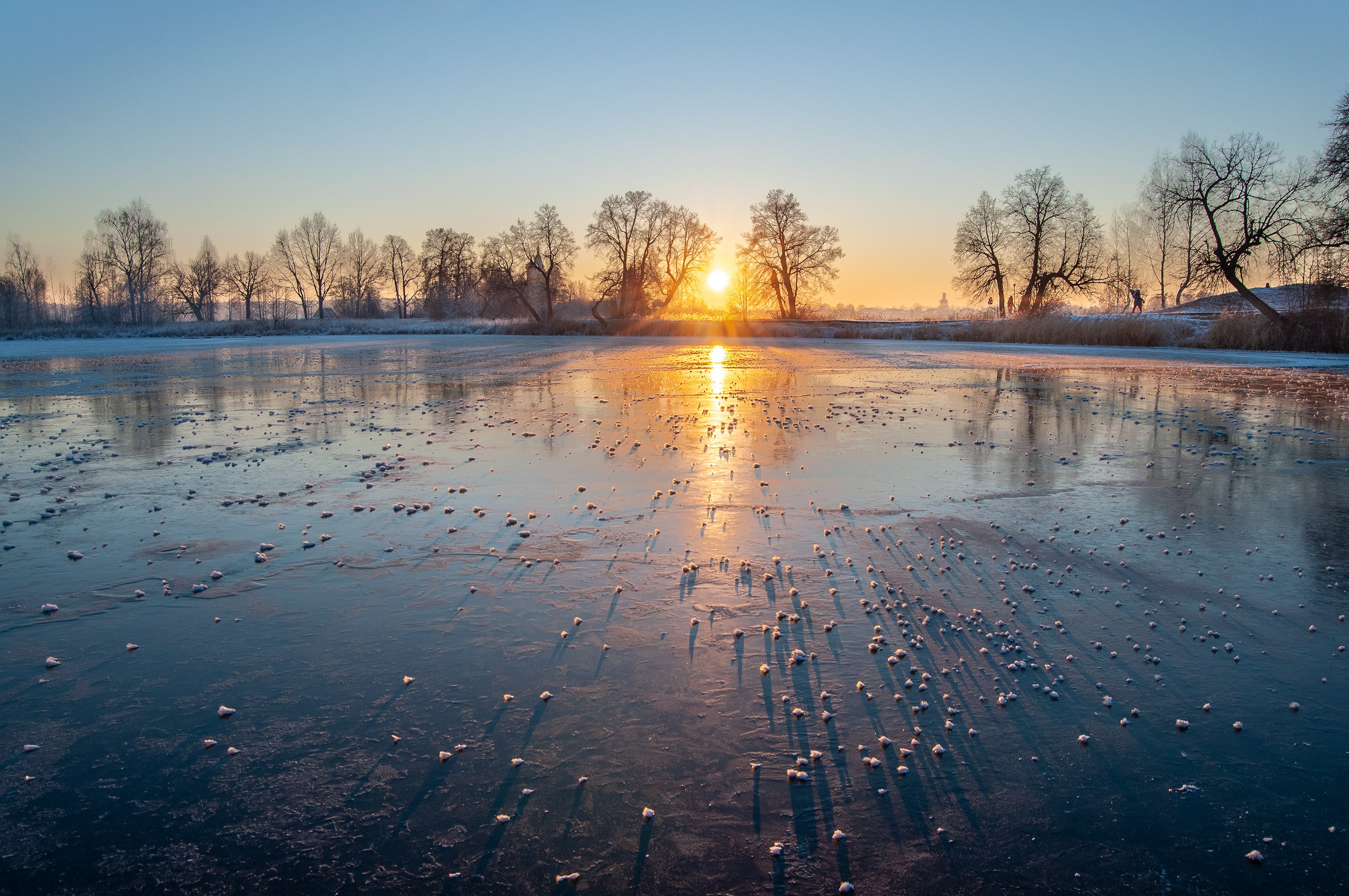 закат, рассвет, утро, вечер, зима, лёд, снег, озеро, река, Andres Ganenkoff