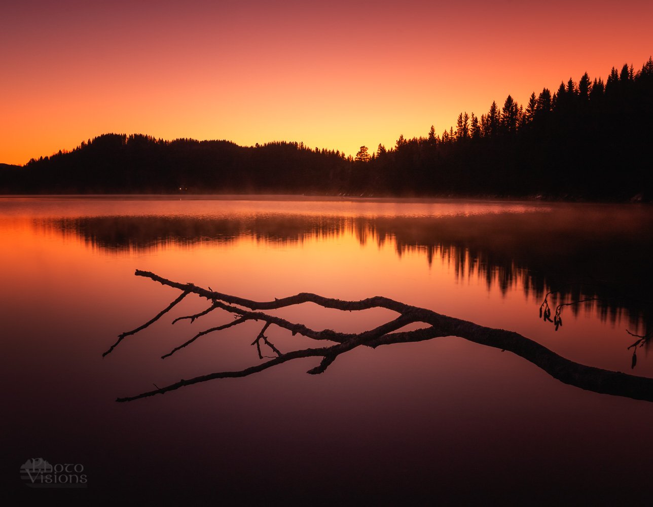sunset,lake,forest,sky,norway,winter, Adrian Szatewicz