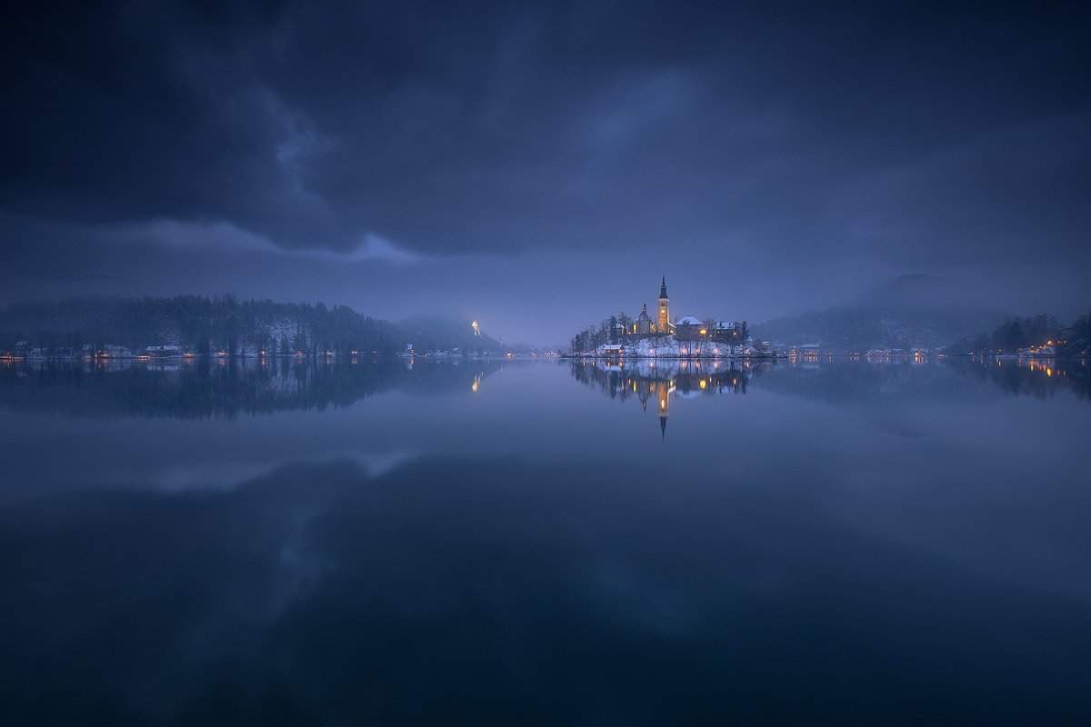 bled, slovenia, landscape, winter, snow, reflection, water, sky, clouds , Roberto Pavic