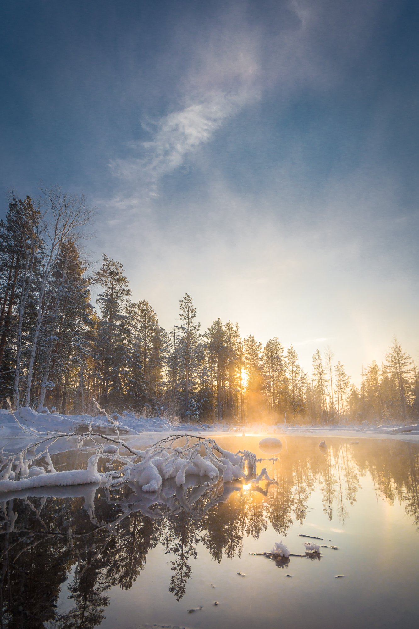 лес вода мороз закат урал снег солнце, Жданов Дмитрий