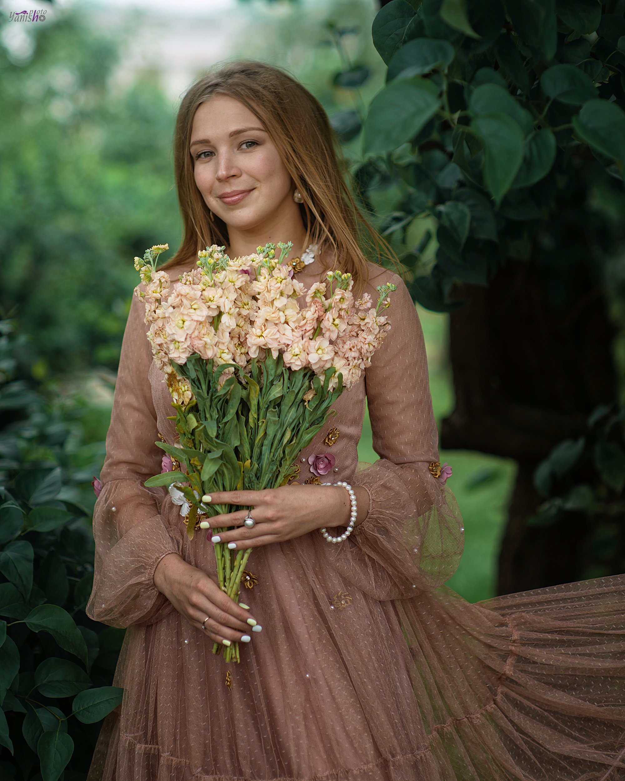 портрет, парк, весна, девушка, цветы, розовый, женщина, нежный, Янина Ермакова