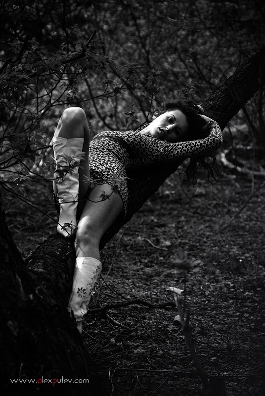 природа,девушка,черное,белое,свет,тень, Александр Путев