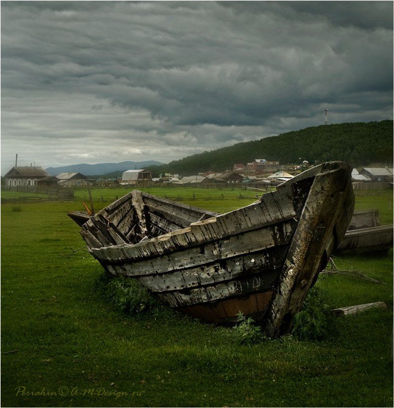 байкал лодка деревня трава, Виктор Перякин