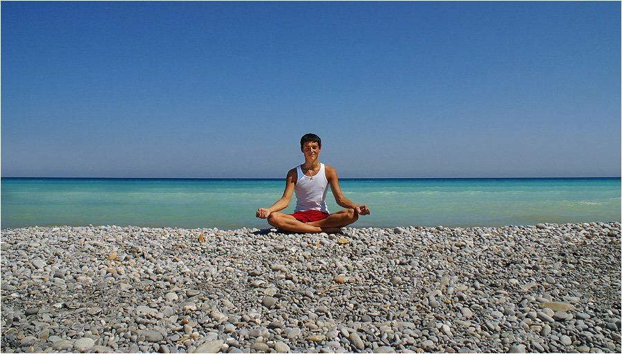 медитация, камни, море, небо, Владимир Эделев