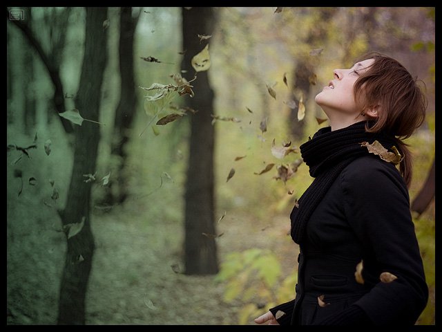 осень, девушка, танец, листья, настроение, Евгений Павленко