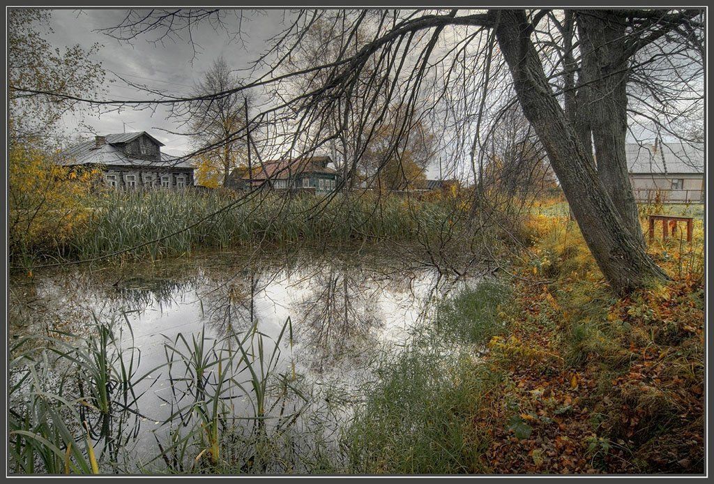 деревня, пруд ,осень, Алексей