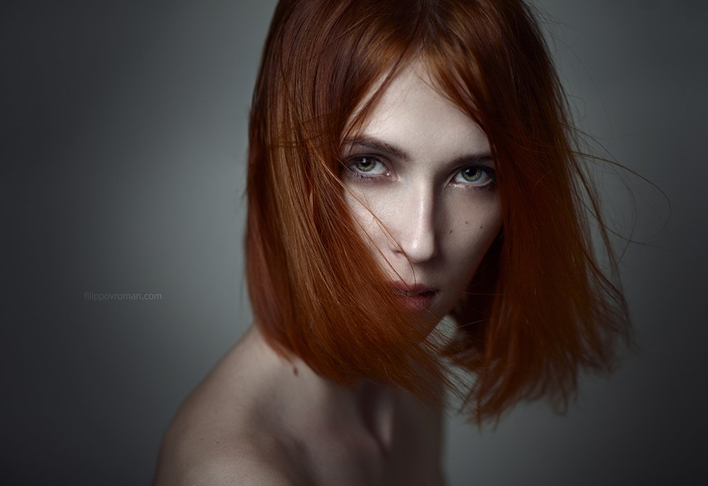Ginger, Girl, Portrait, Red, Wind, Роман Филиппов