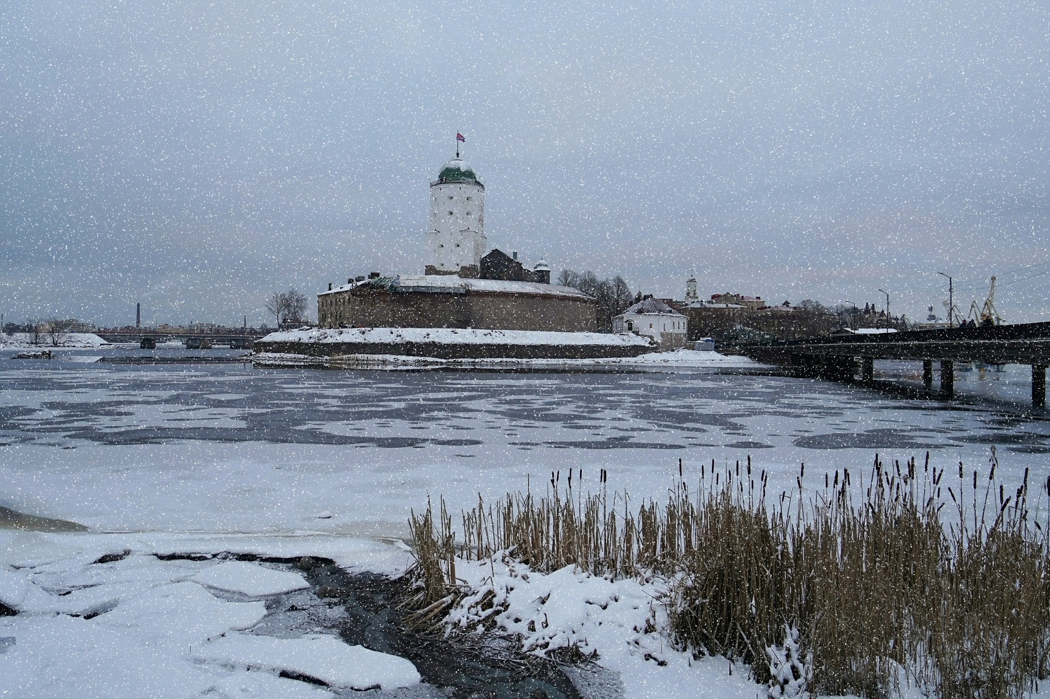 snow, morning, castle, tower, winter, Сергей Андреевич