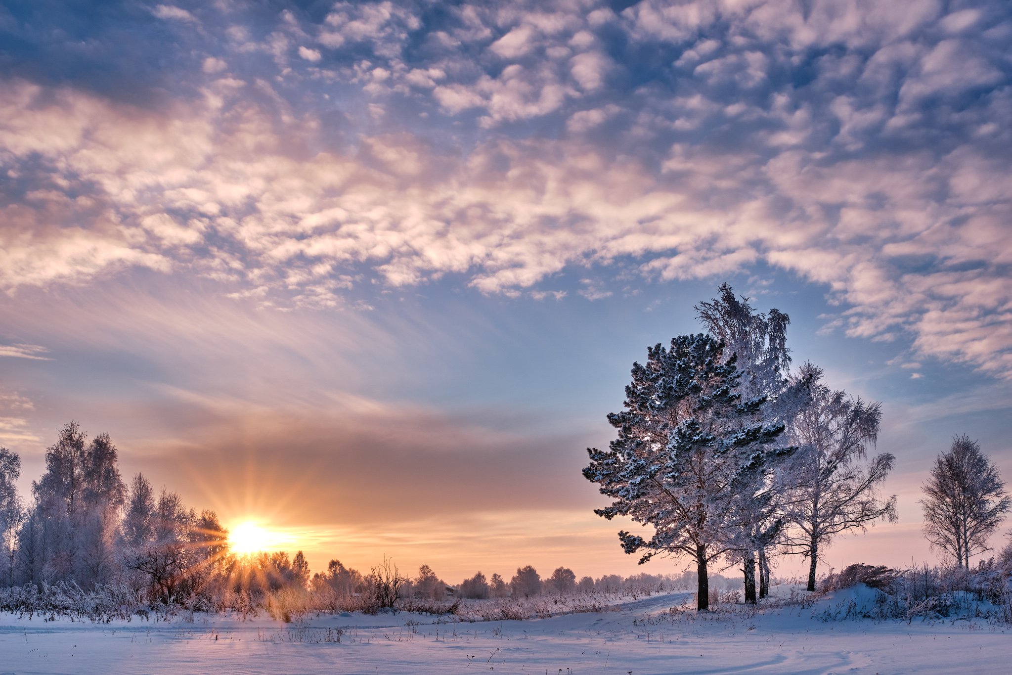 зима, зимний пейзаж, пейзаж ,снег, закат, мороз, winter, fujifilm, Константин Леонтьев