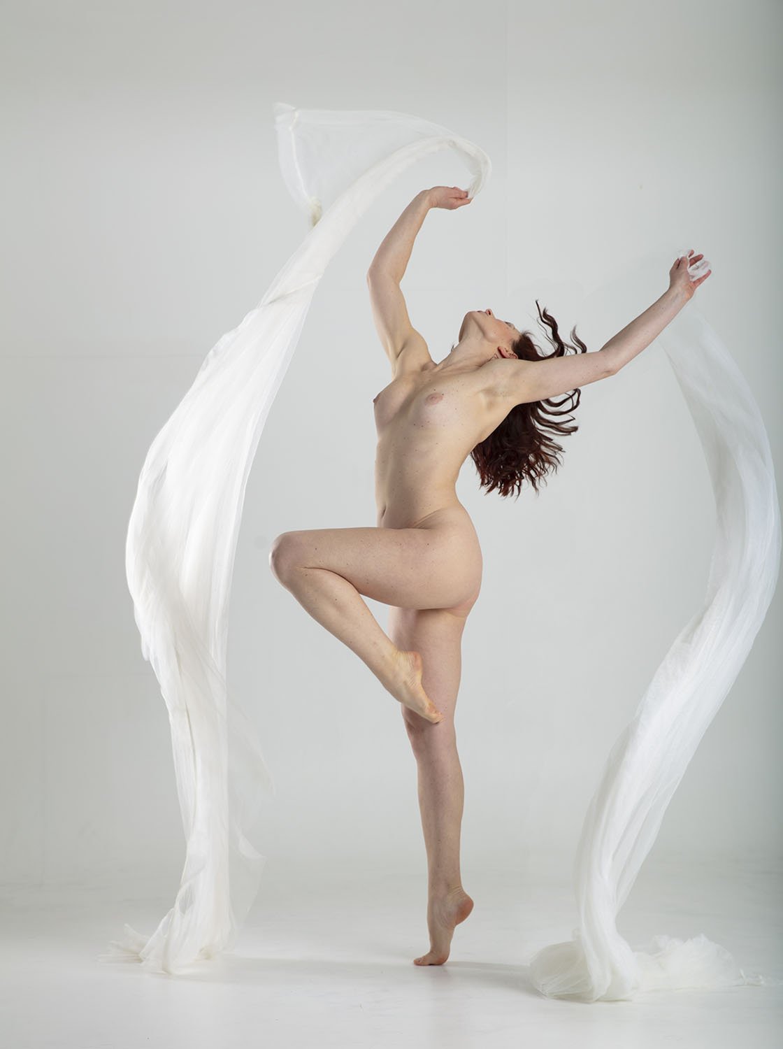 dance ballet high key fabric white fine art slikart nude photo photography , Louis Sauter