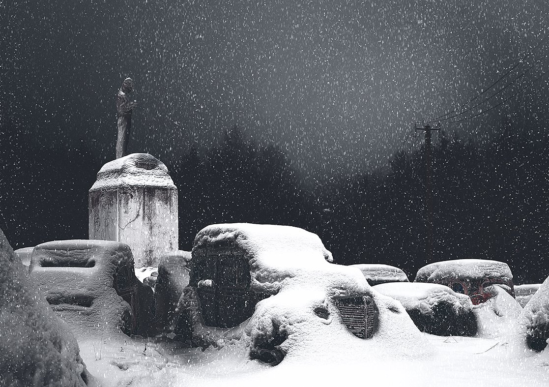 зима снегопад памятник газ-м снег, Boji