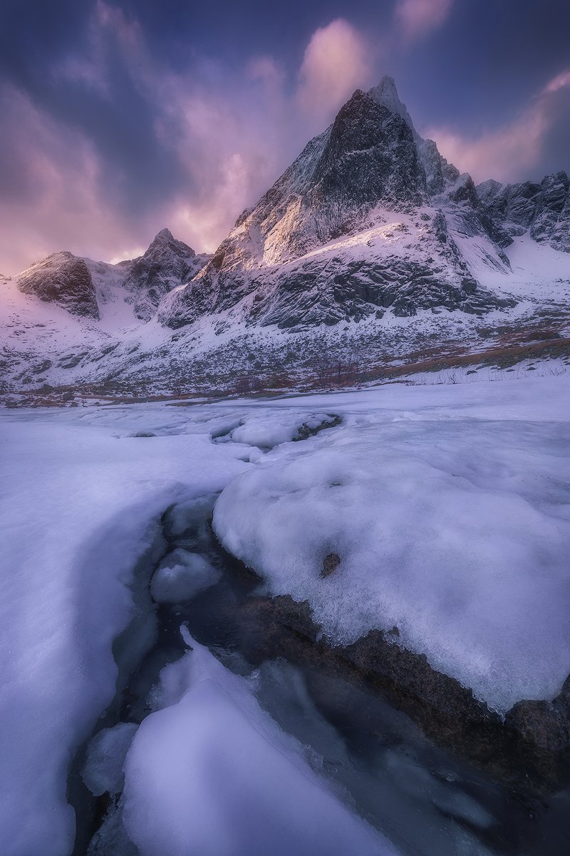 lofoten, norway, winter, sky, snow, mountain, ice, clouds , Roberto Pavic