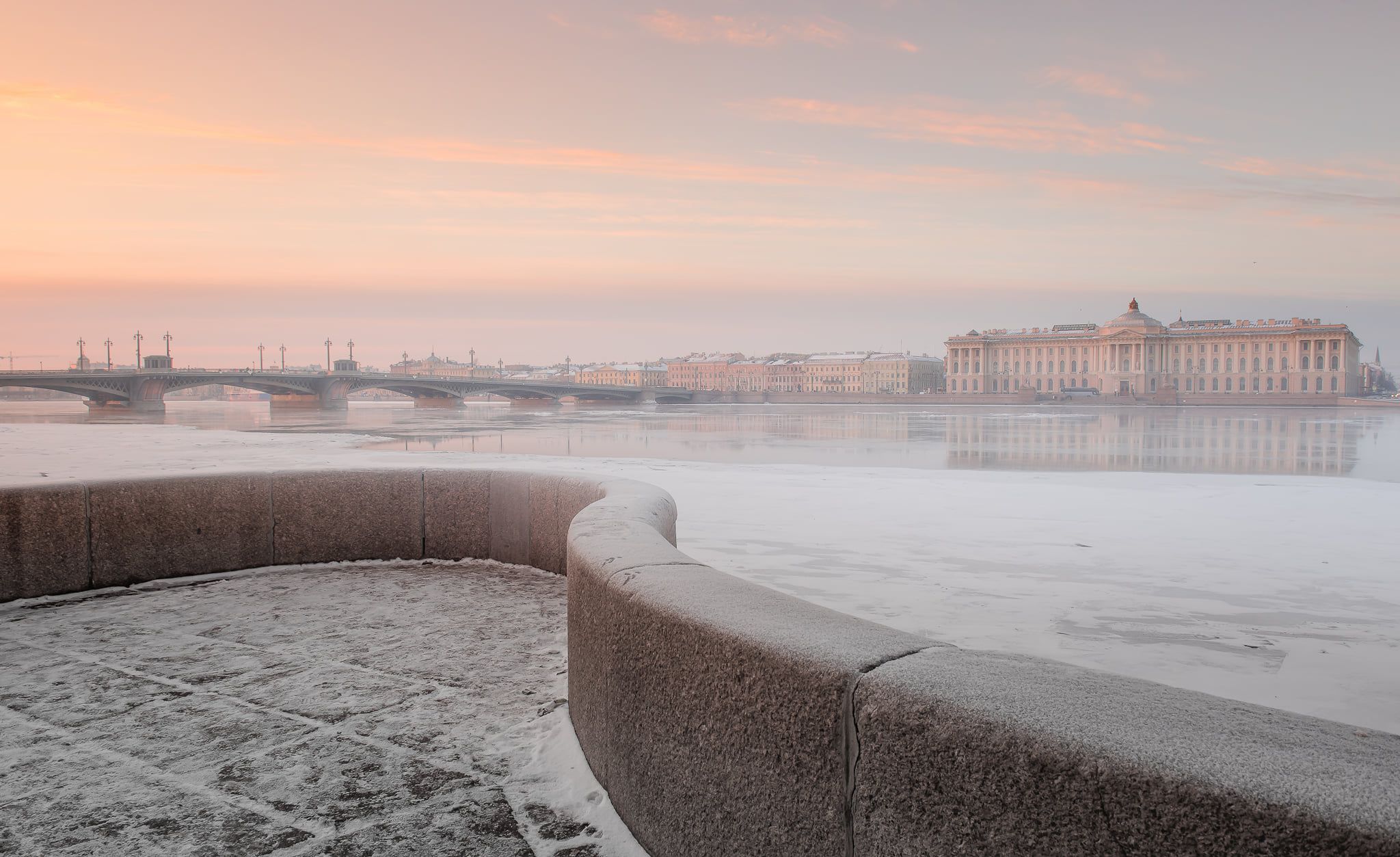 Петербург, зима, Нева, река, закат, снег, отражение., Ekaterina Khlebnikova