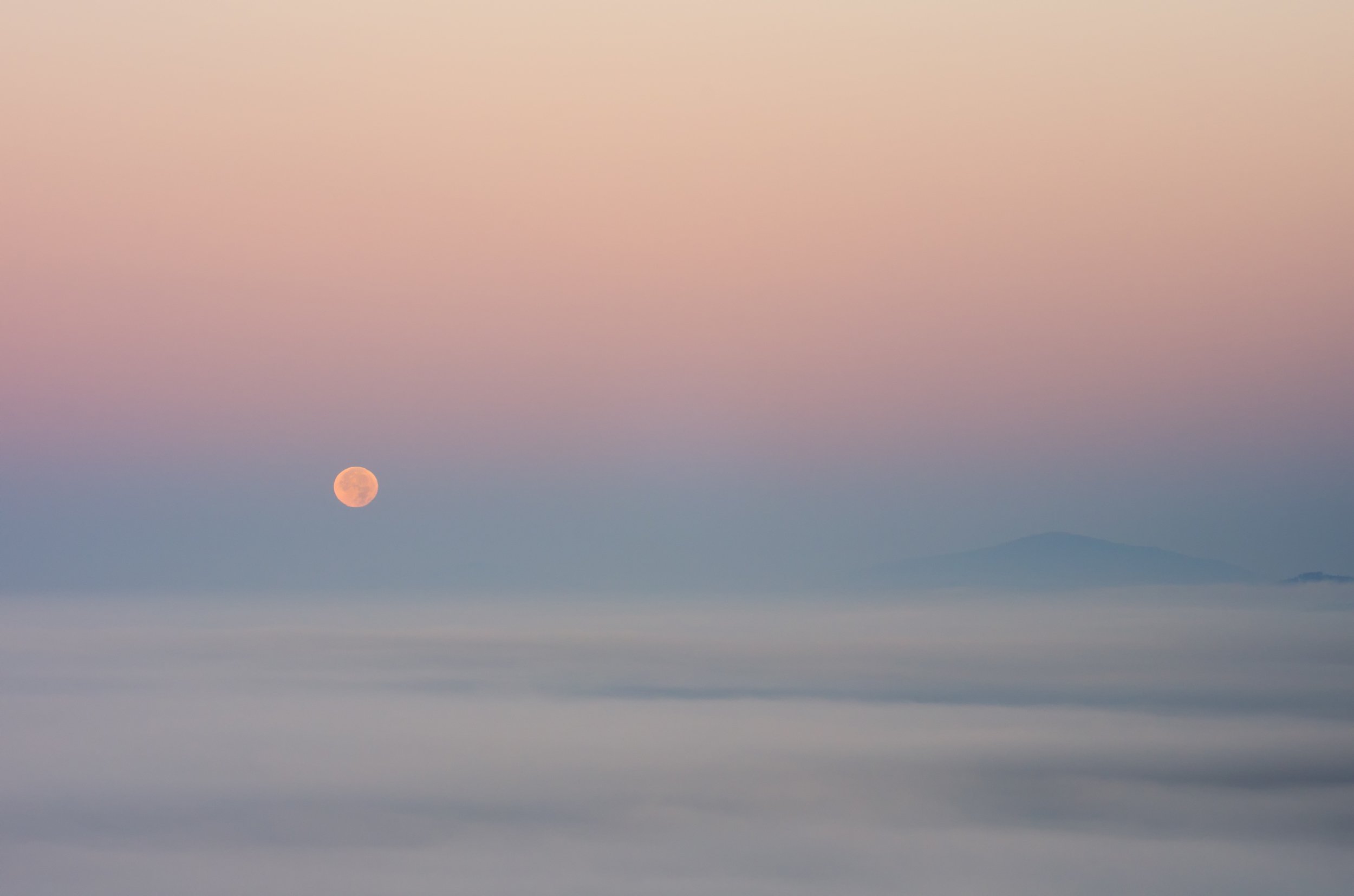 moon, foggy, morning, autumn, mountains, babia góra,,  Mirek Pruchnicki