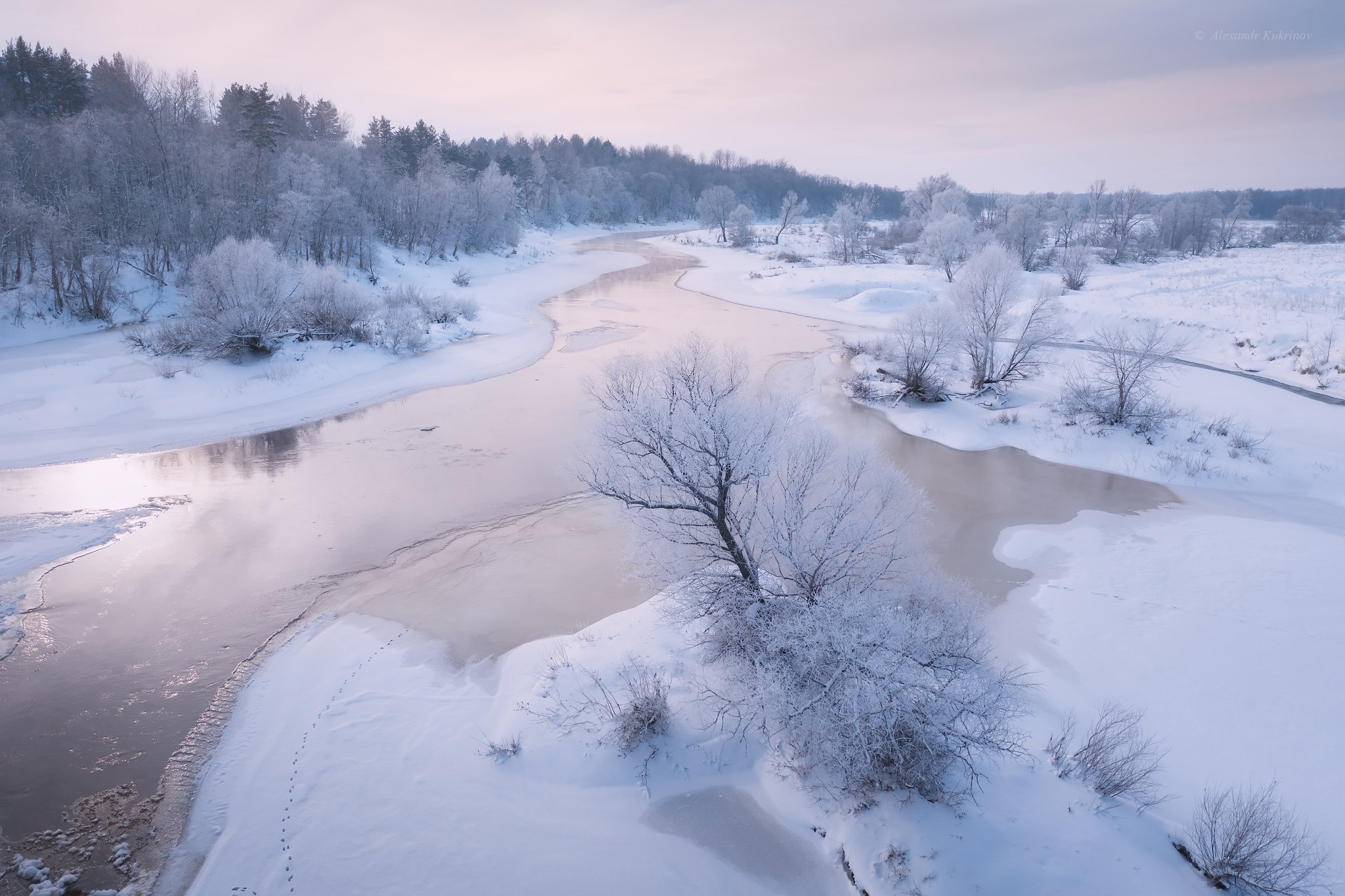 зима, утро, рассвет, пейзаж, угра, Александр Кукринов