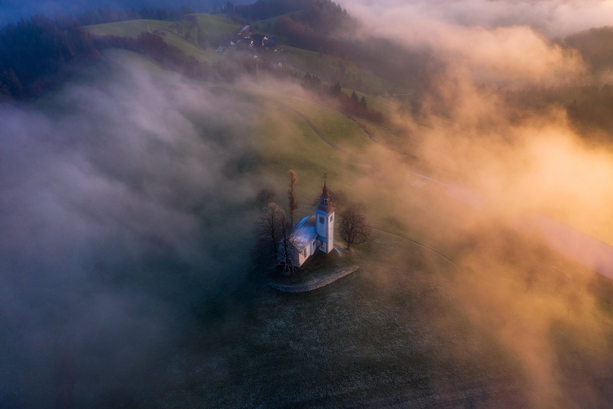 slovenia, landscape, moody, fog, sunrise, Remo Daut