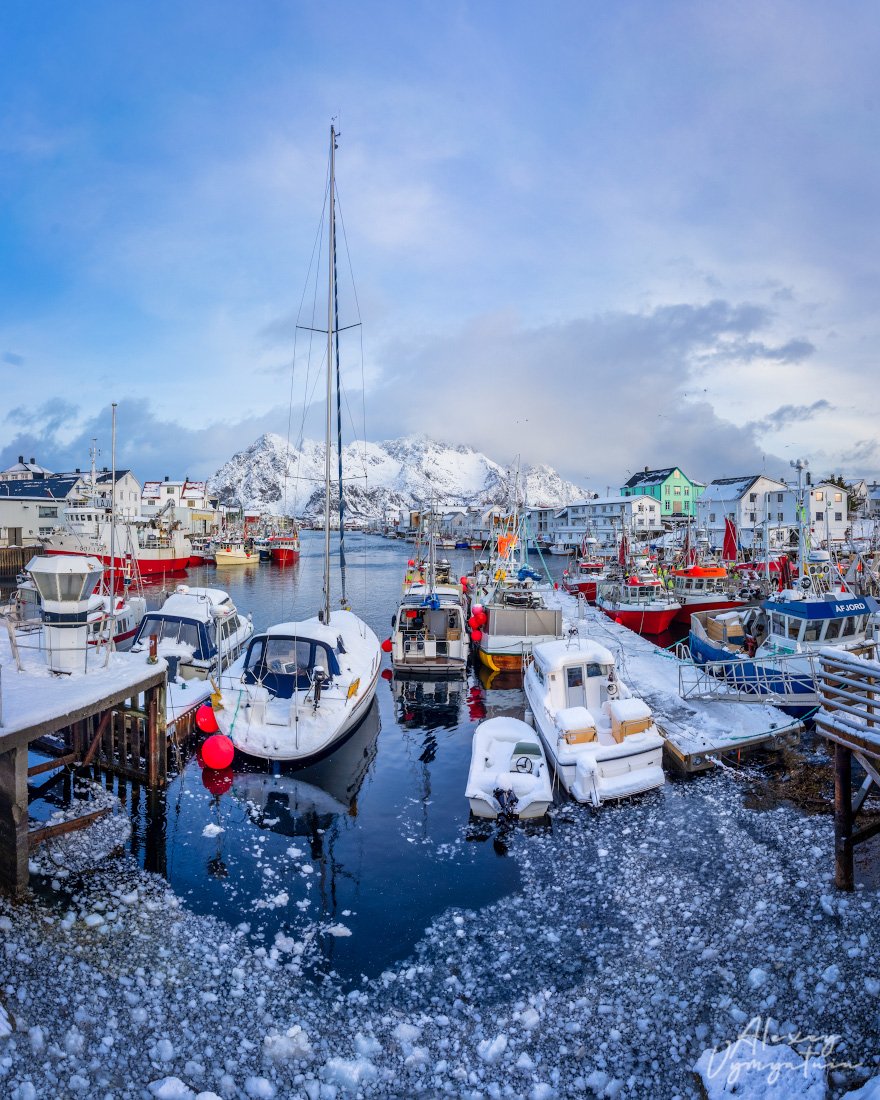 norway, lofoten, island, boats, winter, water, mountain, cold, ice, Алексей Вымятнин