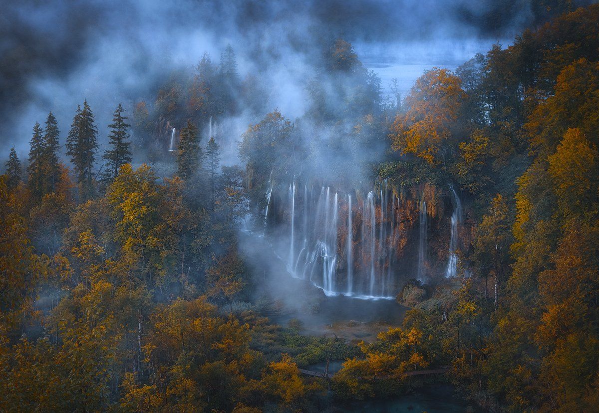 plitvice, lakes, croatia, forest, tree, waterfall, landscape, water, fog , Roberto Pavic