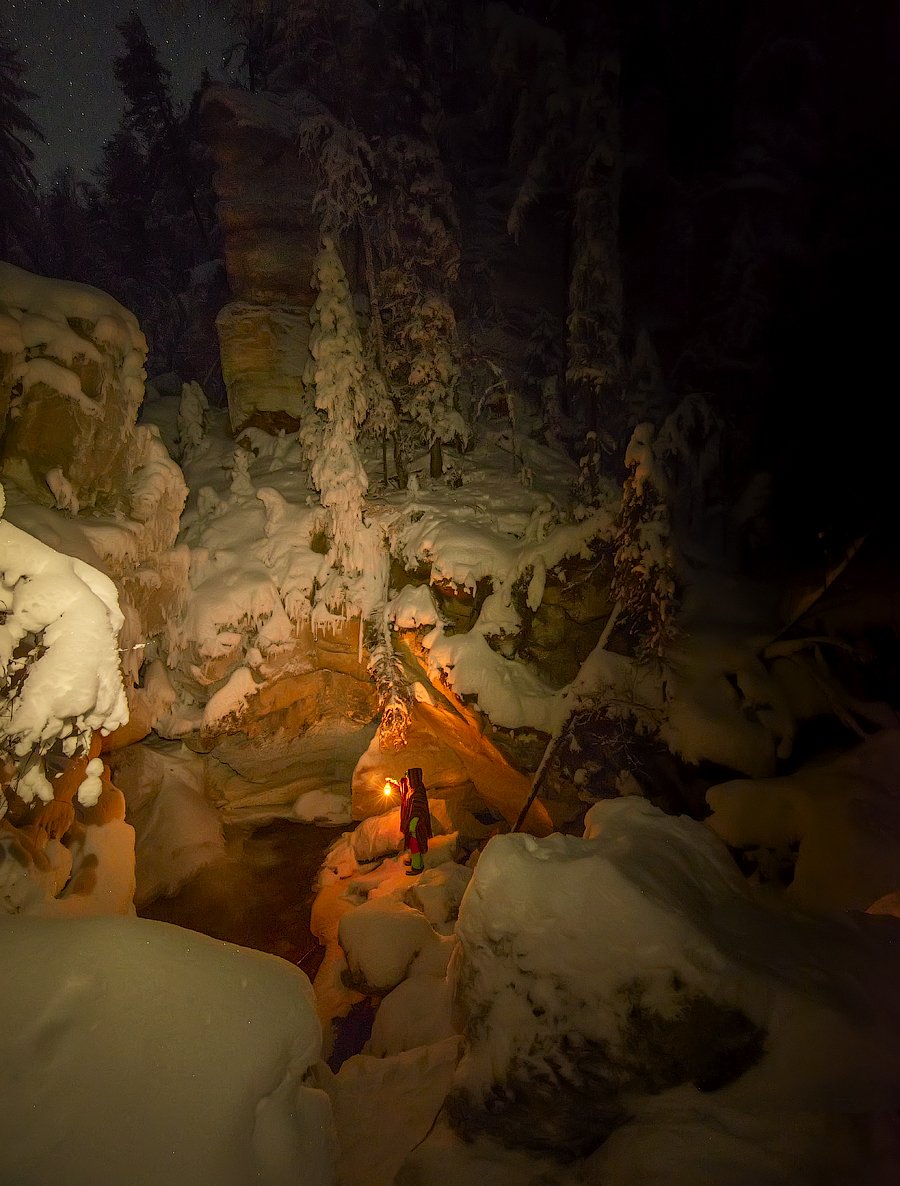 архангельская обасть, ночное фото, русский север, мороз, пинега, карст, Михаил Карпов