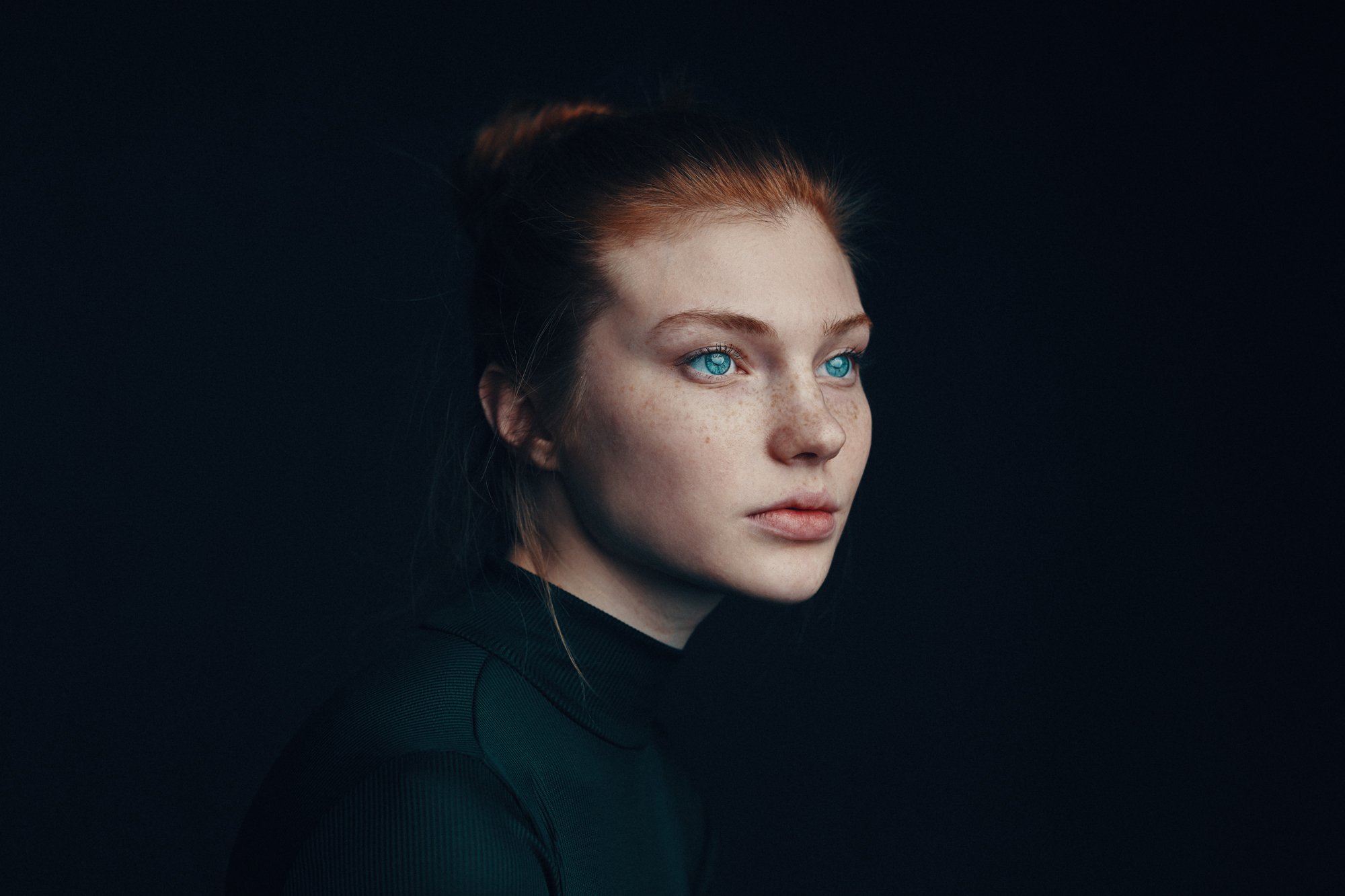 portrait, redhead, freckles, Babak Fatholahi