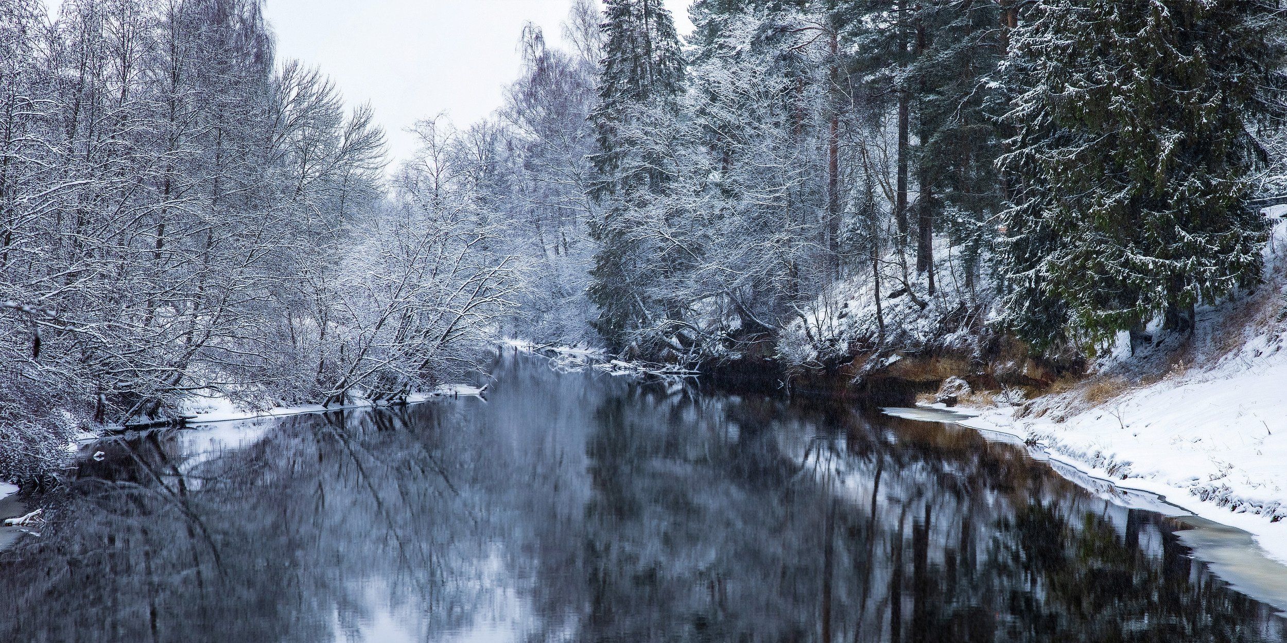 природа, зима, река, снег, снегопад, день, Александр Игнатьев