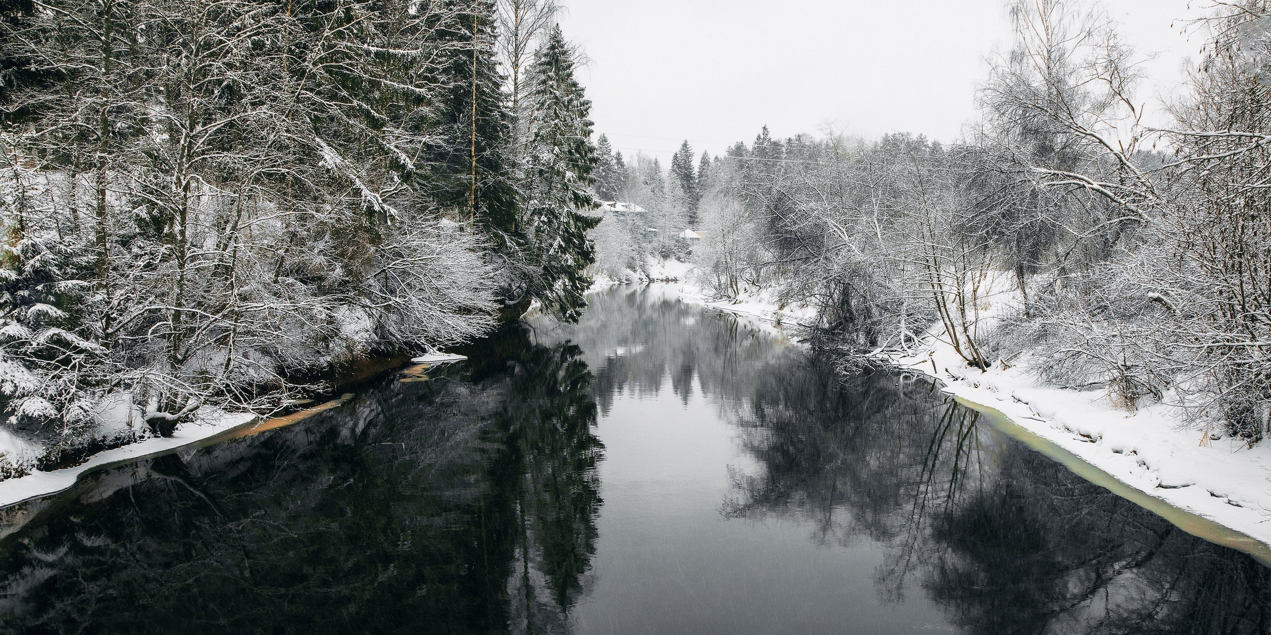 зима, река, день, снег, пейзаж, Александр Игнатьев