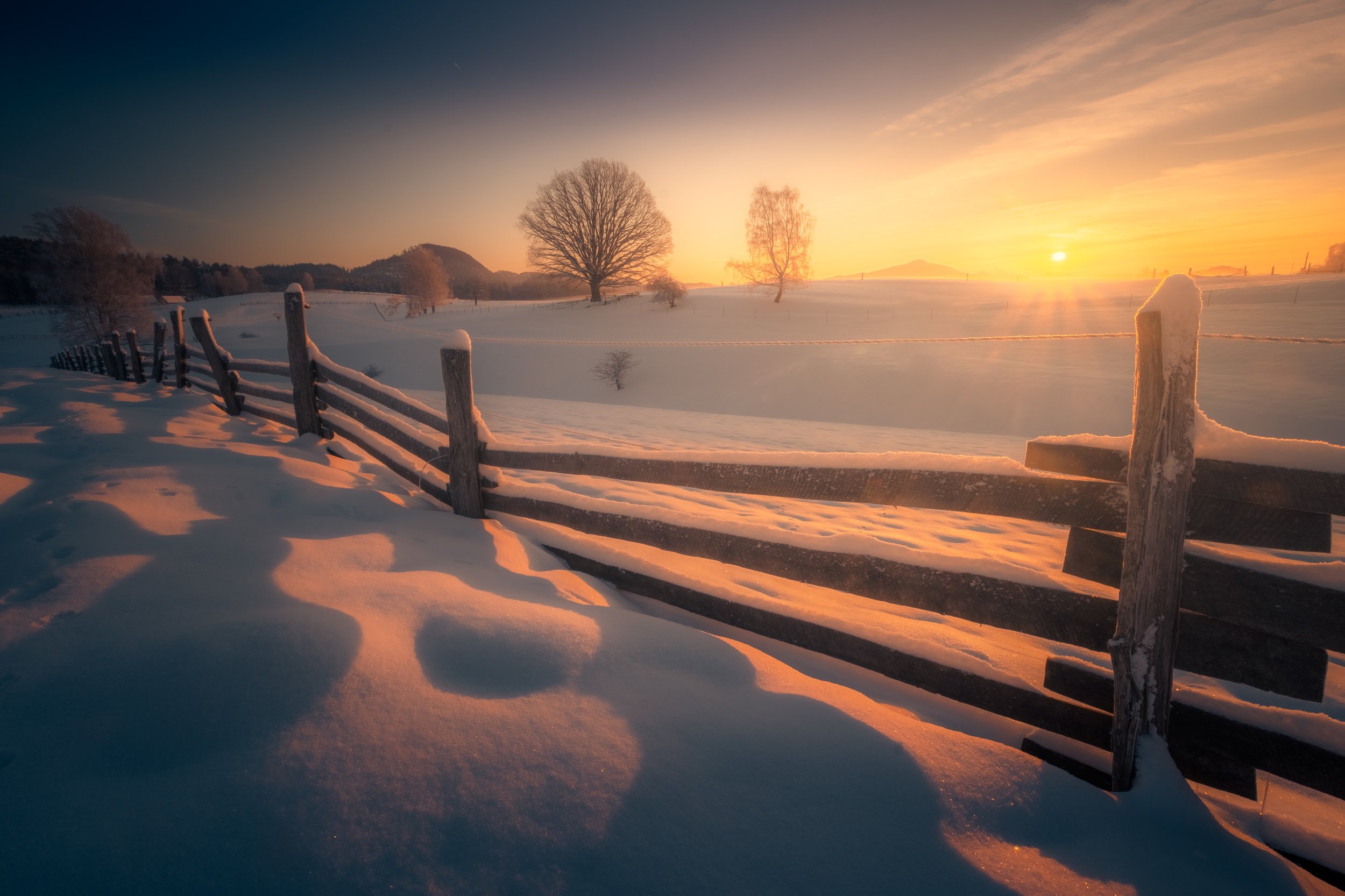 Sunrise, landscape, winter, snow, sun, light, nature, czech republic, bohemian switzerland, , Luboš Prchal