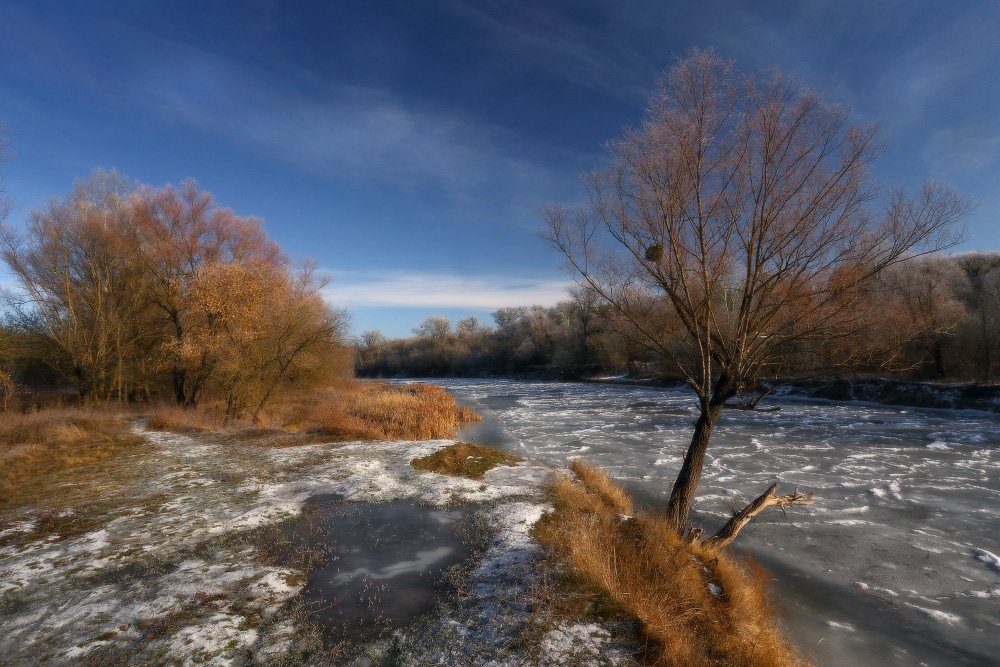 зима, река, лёд, мороз, иней, Петриченко Валерий