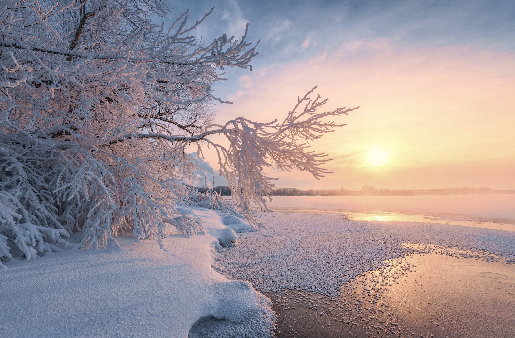 зима, рассвет, озеро, шатура, пейзаж, Виталий Левыкин