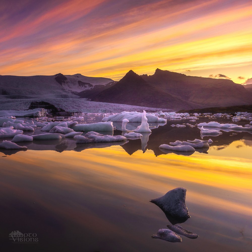 iceland,summer,night,sunset,sky,glacier,glacial,fjallsárlón,lagoon,reflections, Adrian Szatewicz
