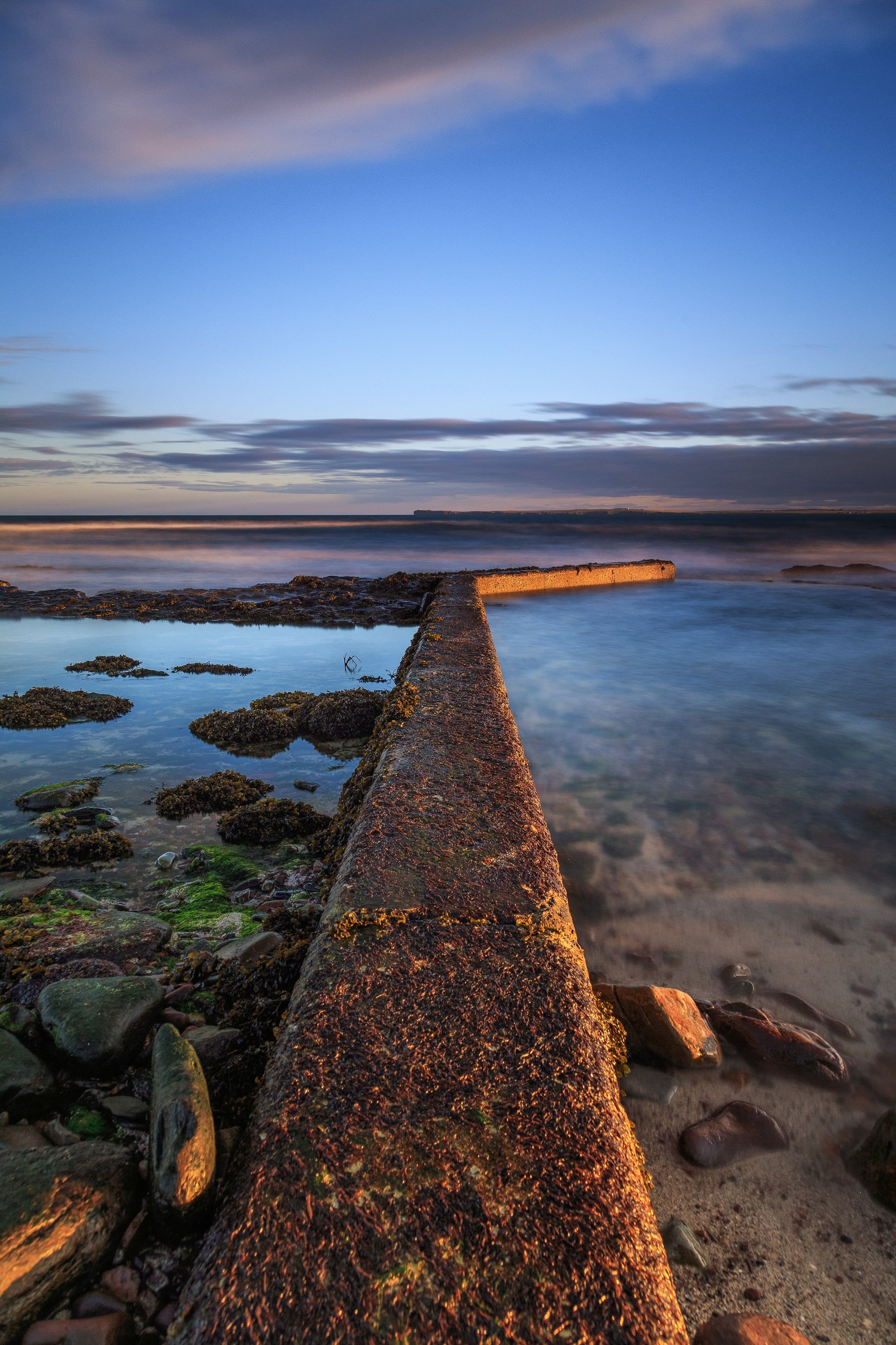 scotland,shore,coast,wave breaker,sunset,long exposure,, Adrian Szatewicz