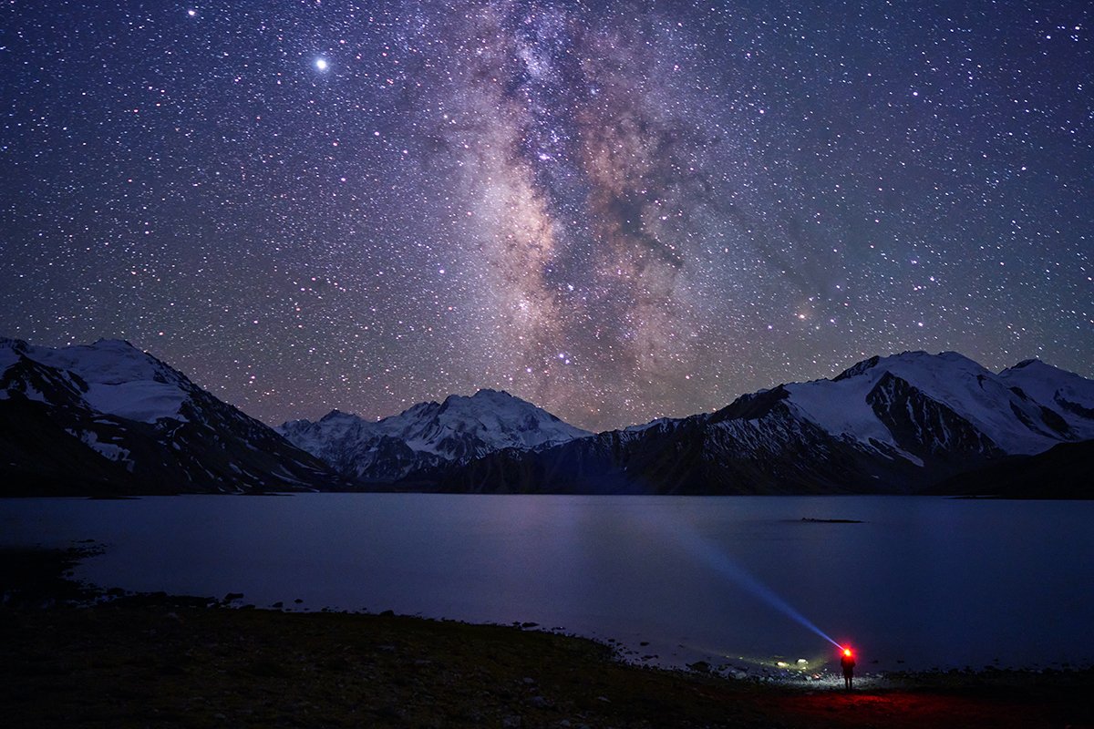 pamirs, tajiksitan, milky way, mountains, night, sky, таджикистан, памир, Alovaddin (FIRE)