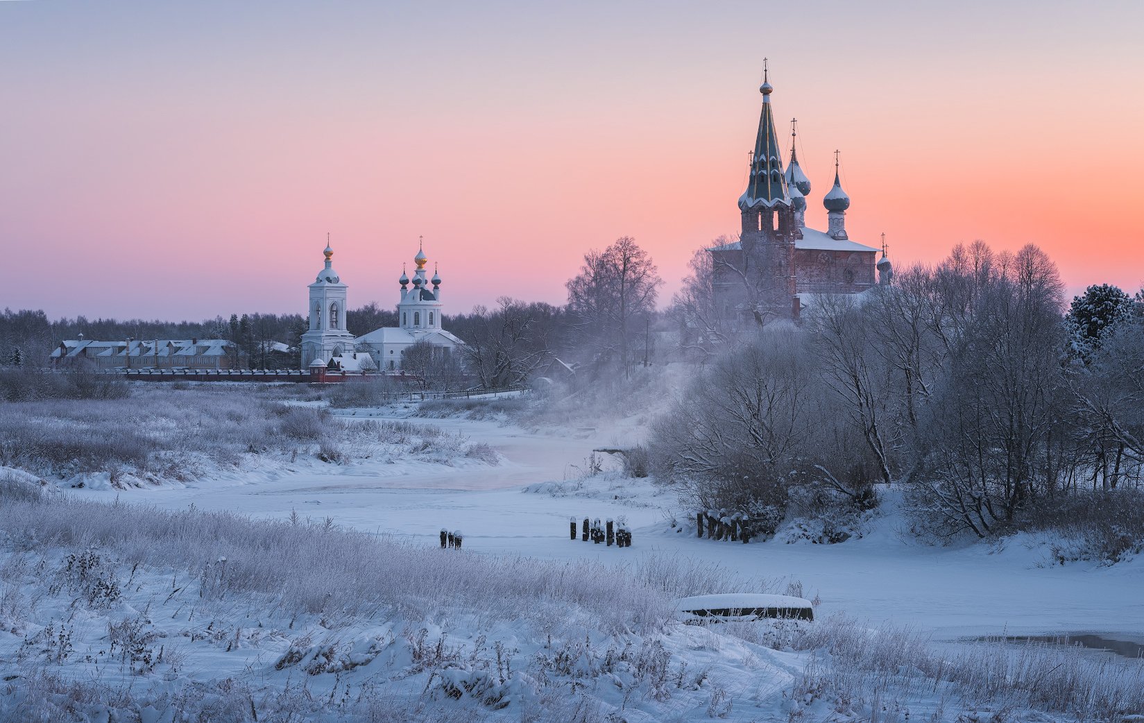 зима, рассвет, река, утро, пейзаж, дунилово, Виталий Левыкин