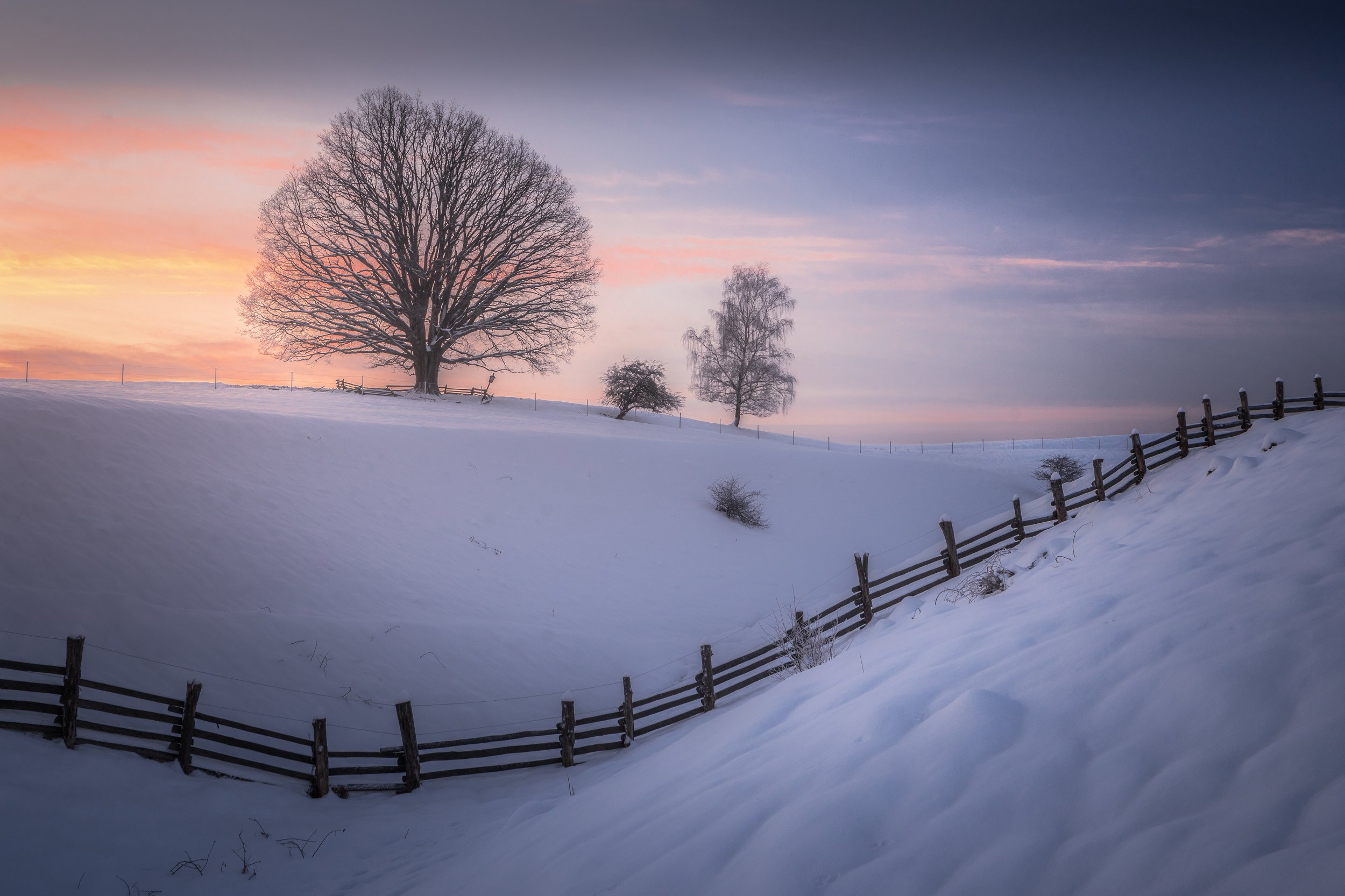 Sunrise, landscape, winter, snow, sun, light, nature, czech republic, bohemian Switzerland, Luboš Prchal