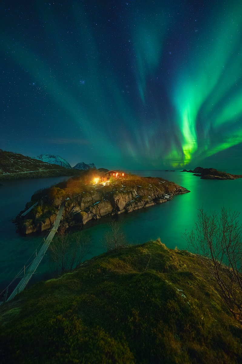 norway, night, aurora, borealis, landscape, sea, island , Roberto Pavic