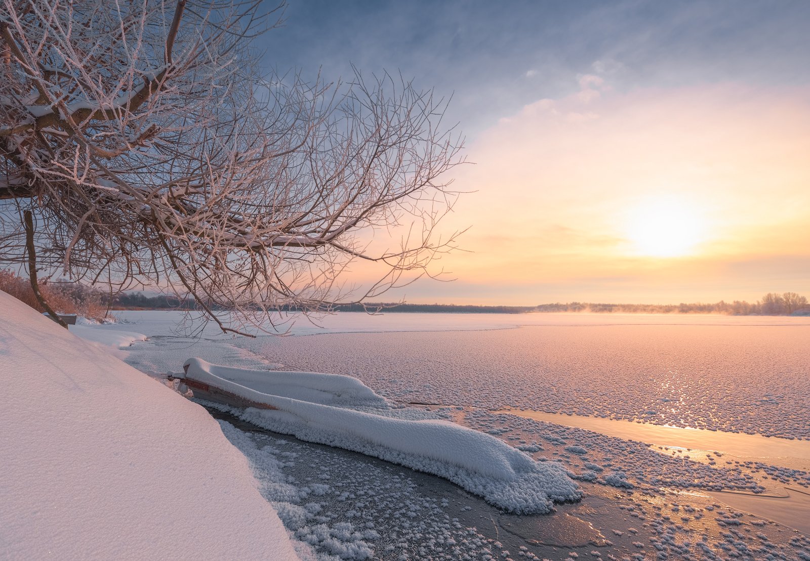 зима, рассвет, озеро, утро, пейзаж, шатура, Виталий Левыкин
