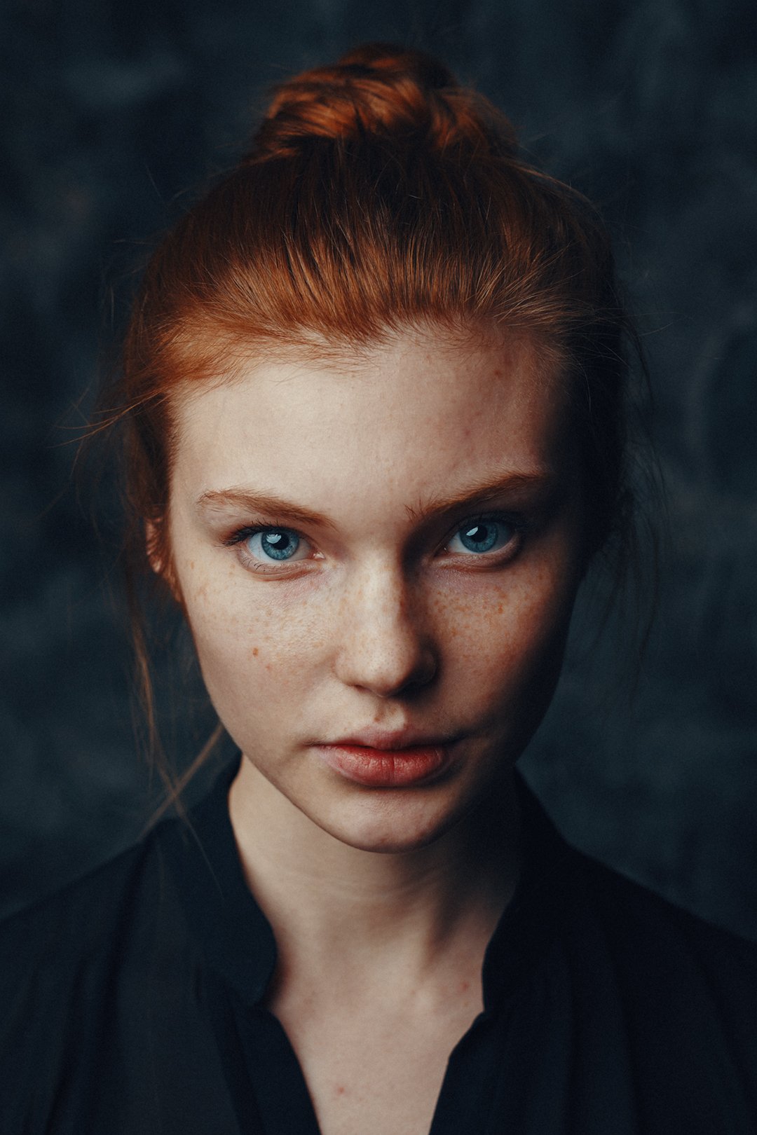 portrait, redhead, freckles, eyes, Babak Fatholahi