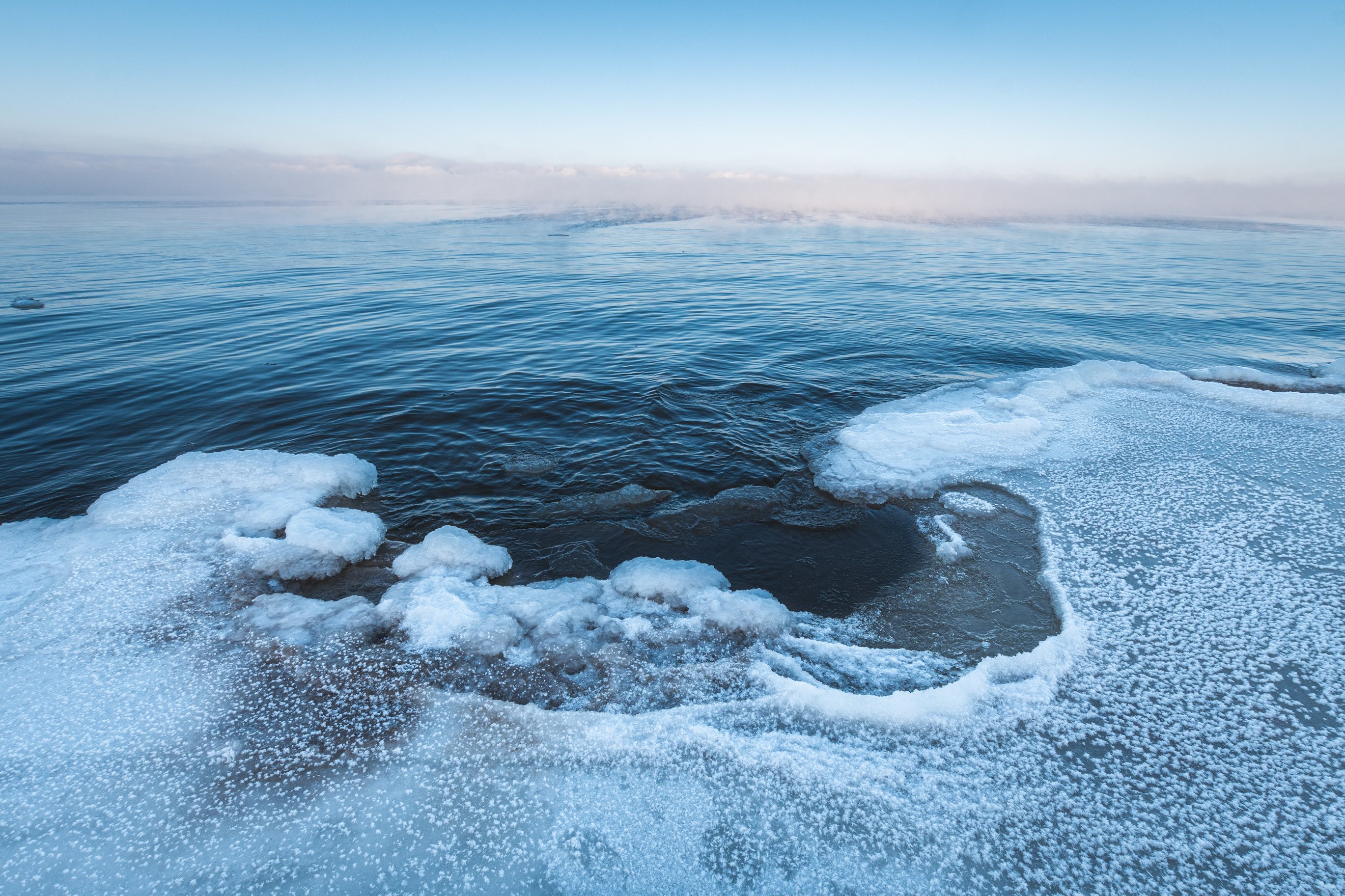 winter sea ice water fog frozen , Дмитрий Рябцев
