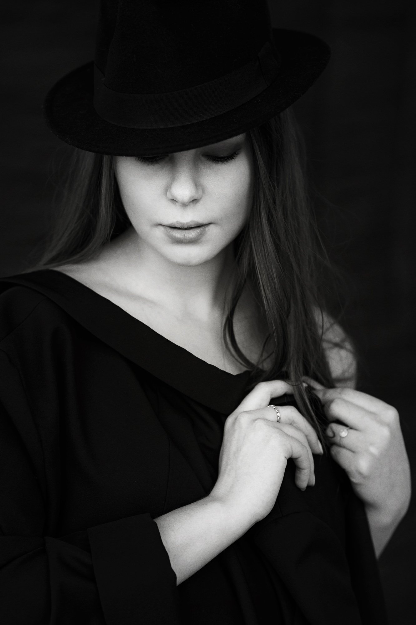 портрет, шляпа, девушка, Макарова Елена