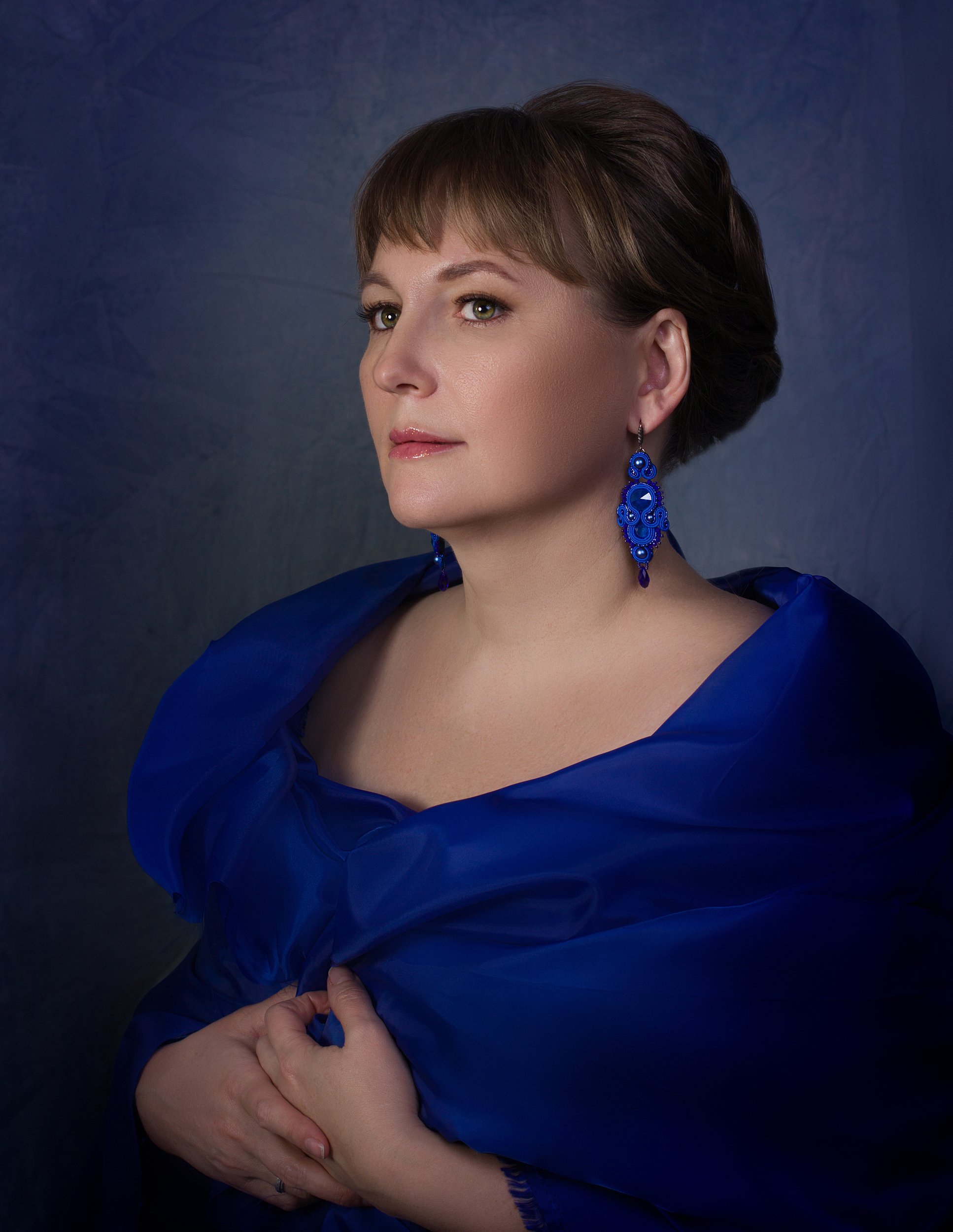 Женский портрет, портрет, синий цвет, украшения, Ксения Okdmuse